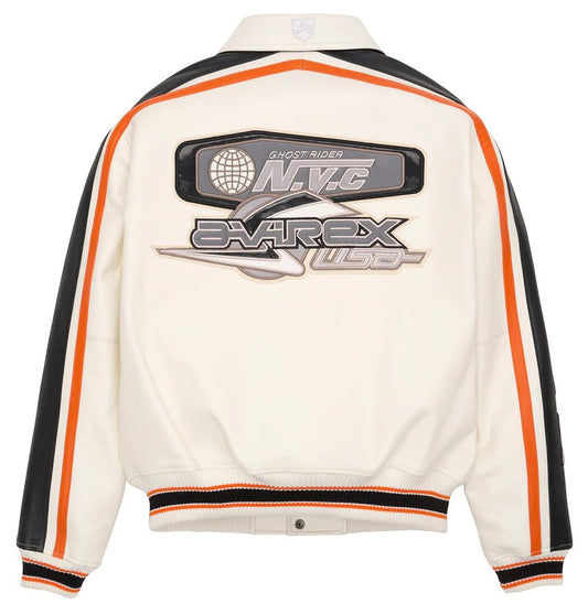 Avirex White City Racer Leather Jacket