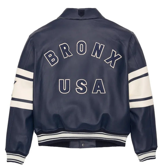 Men’s Avirex Limited Edition Bronx Varisty Blue Leather Jacket