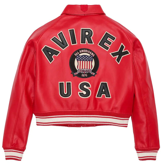 Women’s Cropped Icon Red Leather Jacket