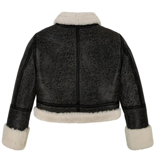 Avirex Cropped Shearling Leather Jacket