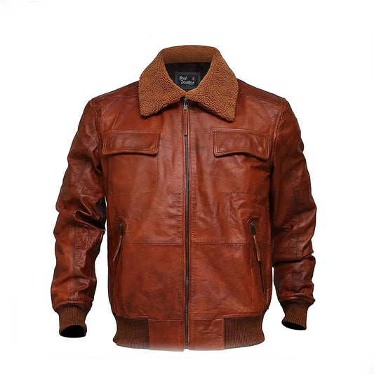 Men’s Aviator Rust Brown Air force Bomber A2 Flight Distressed Leather Jacket