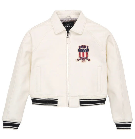 Women’s Avirex Snow White Cropped Leather Jacket