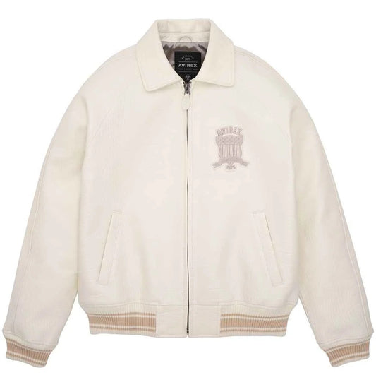 Men’s Avirex Crocodile Icon White Leather Jacket