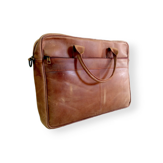 Tan Leather Laptop Bag for Men | 15" Handmade Messenger Bag