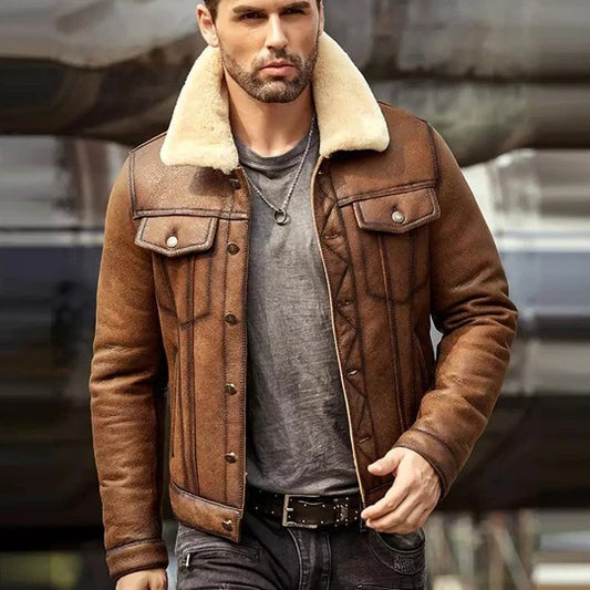 Men's Vintage RAF B3 Trucker Shearling Jacket
