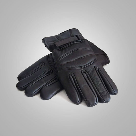 Men's Black Soft Flexible Leather Comfortable Winter Gloves