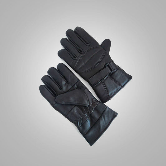 Men's Black Soft Flexible Leather Comfortable Winter Gloves