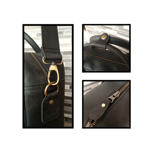 Black Leather Laptop Bag Briefcase 14", 15" & 16" Premium Cow Leather
