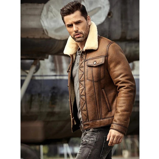 Men's Vintage RAF B3 Trucker Shearling Jacket