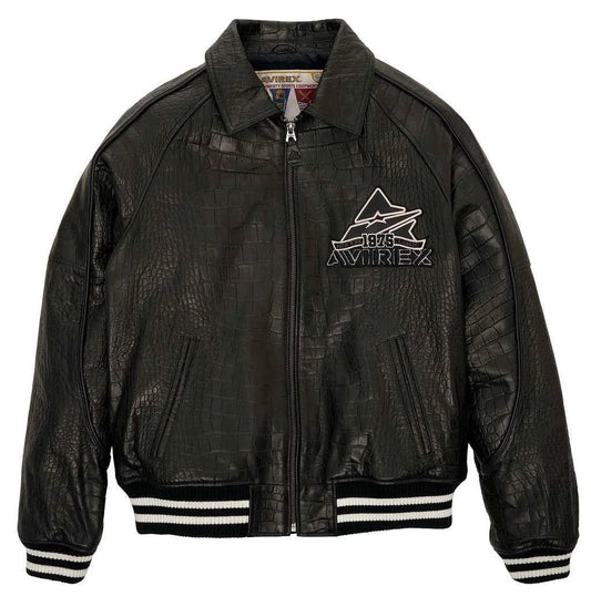 Men’s Avirex Croc Icon Black Leather Jacket
