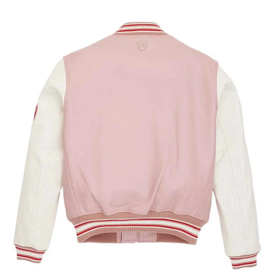 Avirex Pink Script USA Varsity Leather Jacket