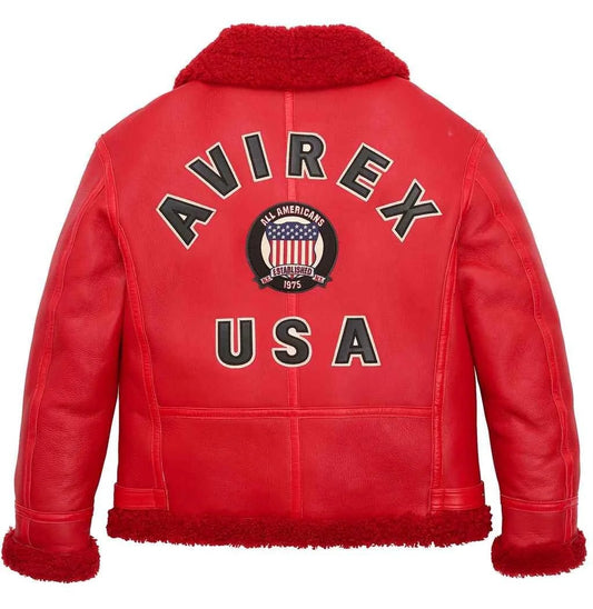 Avirex Red Shearling Leather Jacket