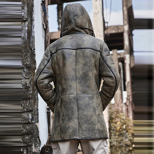 Men's Arctic B7 Hooded Shearling Flight Coat
