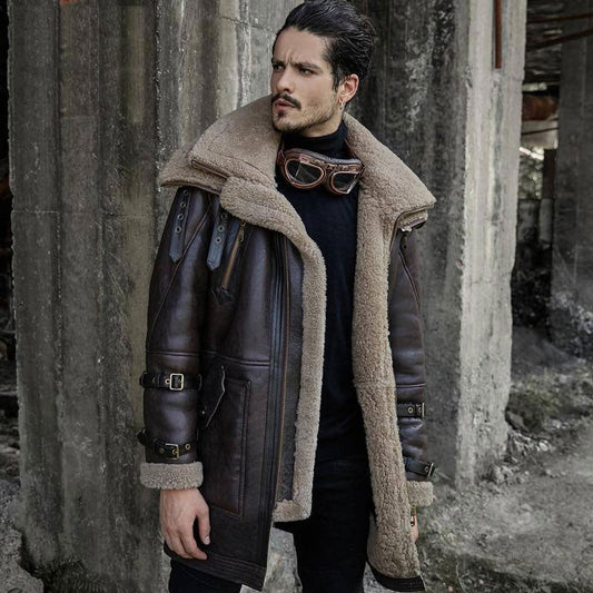 B3 Aviator Long Jacket for Men in Premium Leather – Flight Design | Leather Elites