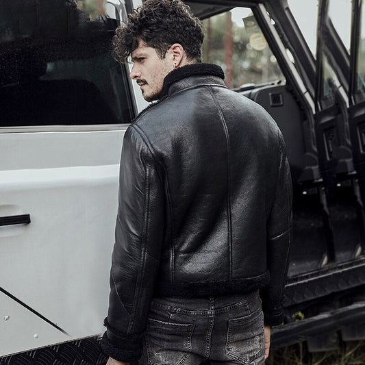 Classic Men Black B3 Motorcycle Jacket – RAF Leather Edition | Leather Elites
