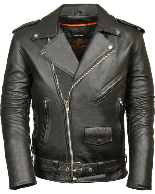 Men Side Lace Biker Jacket – Police-Inspired Motorcycle Wear | Leather Elites