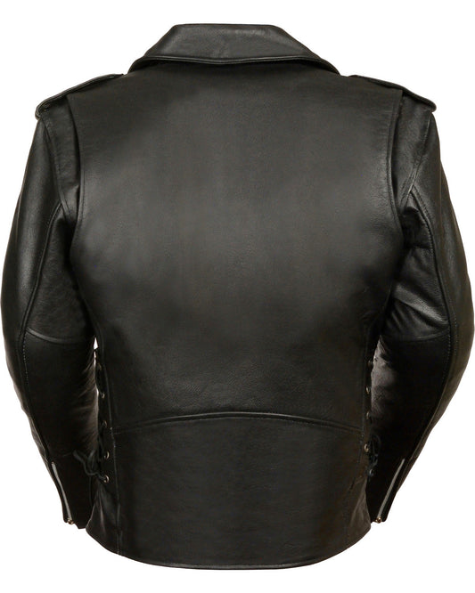 Men Side Lace Biker Jacket – Police-Inspired Motorcycle Wear | Leather Elites