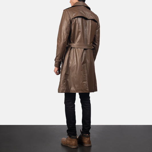 Men Cowhide Leather Duster Coat in Brown – Leather Elites