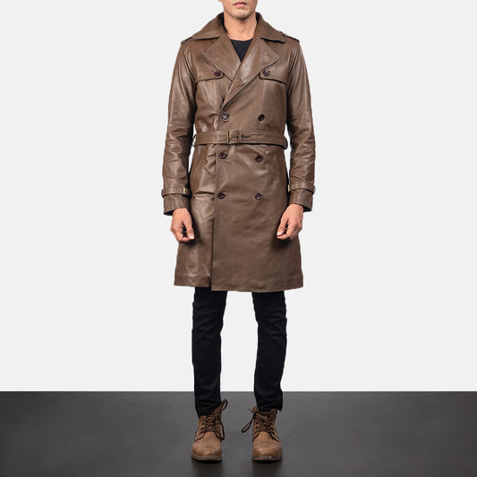 Men Cowhide Leather Duster Coat in Brown – Leather Elites