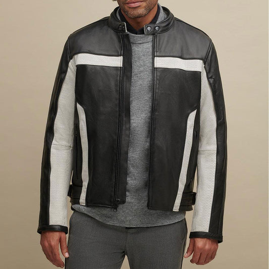 Men Multi-Tone Genuine Leather Motorcycle Riding Jacket | Leather Elites