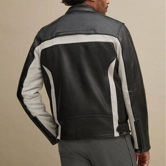 Men Multi-Tone Genuine Leather Motorcycle Riding Jacket | Leather Elites