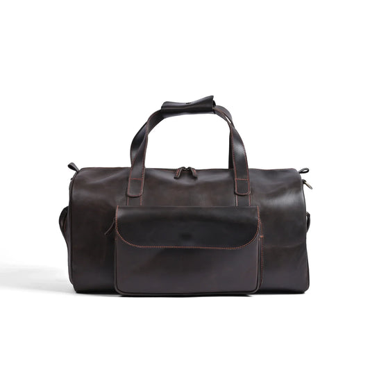 Choco Leather Duffel Bag | Premium Pull-Up Weekender & Travel Bag