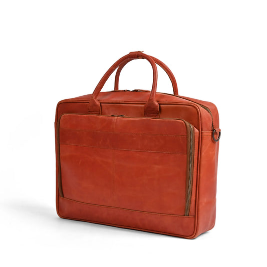 Tan Leather Business Laptop Bag | Premium Cow Leather Briefcase