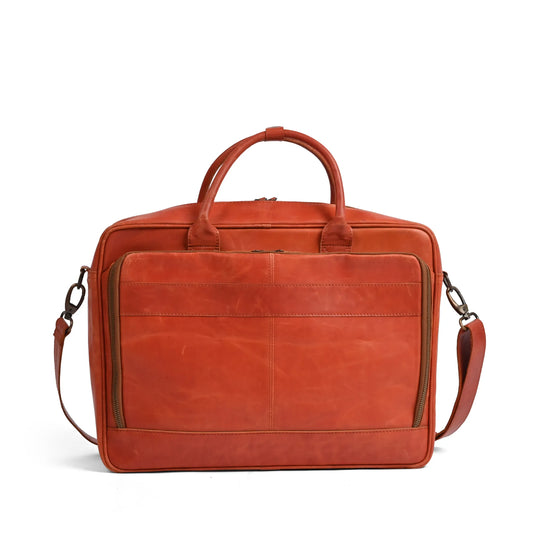 Tan Leather Business Laptop Bag | Premium Cow Leather Briefcase