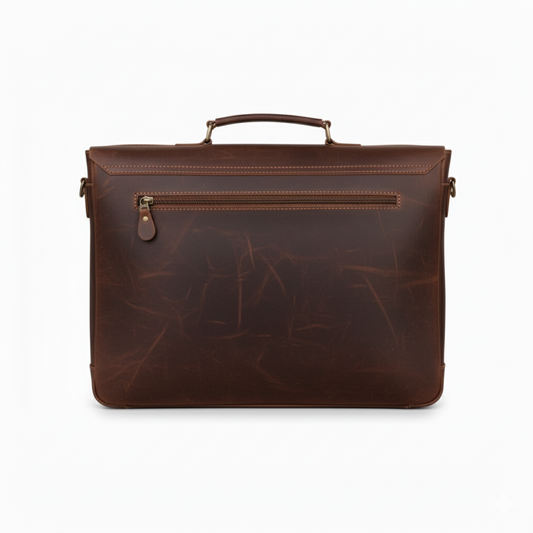 Dark Brown Leather Laptop Bag 15.6" Messenger Bag