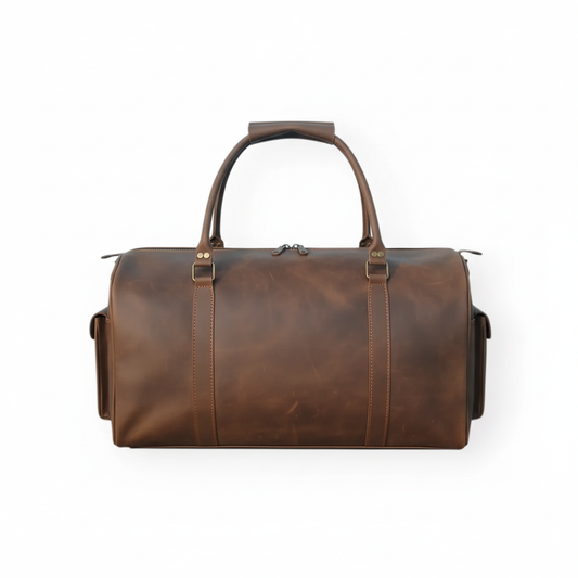 Dark Brown Leather Duffel Bag Handmade Men Travel Bag