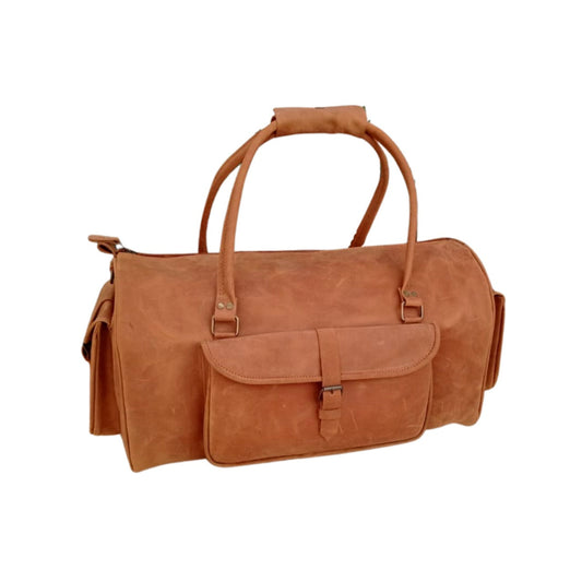 Shangrila Tan Leather Duffel Bag  Premium Men Travel & Gym Holdall