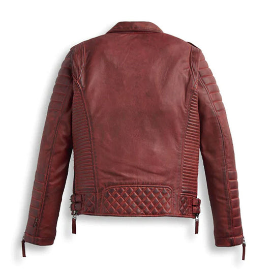 Men Biker Jacket in Red Genuine Leather – Moto Outerwear | Leather Elites