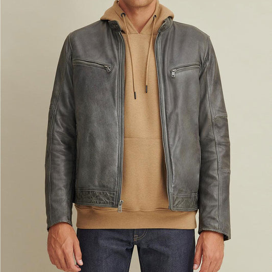 Men Green Shade Leather Moto Riding Coat – Biker Style | Leather Elites