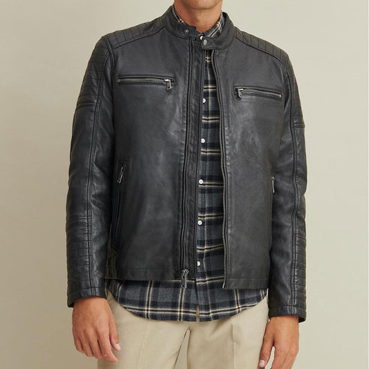 Men Moto Riding Jacket in Genuine Leather – Biker Style | Leather Elites