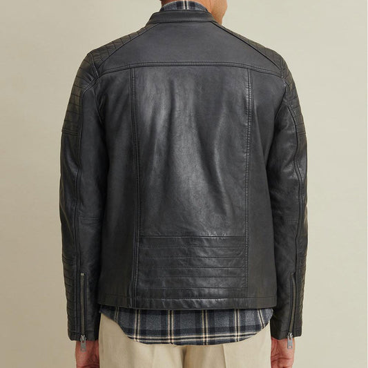 Men Moto Riding Jacket in Genuine Leather – Biker Style | Leather Elites