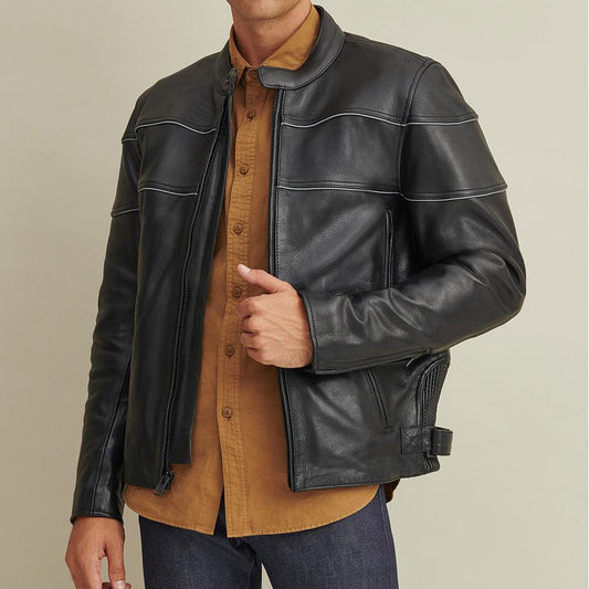 Motorcycle Rider Jacket in Leather – Warm Thinsulate Lined Design