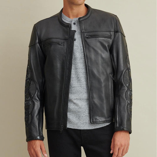 Men Motorcycle Rider Jacket in Genuine Leather Finish | Leather Elites