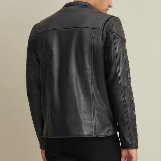 Men Motorcycle Rider Jacket in Genuine Leather Finish | Leather Elites