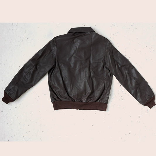 Men A-2 Leather Bomber Jacket – Brown Horsehide Aviation Edition | Leather Elites