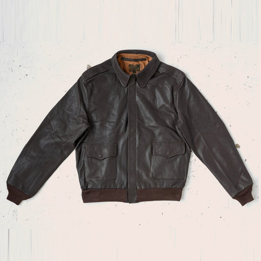 Men A-2 Leather Bomber Jacket – Brown Horsehide Aviation Edition | Leather Elites