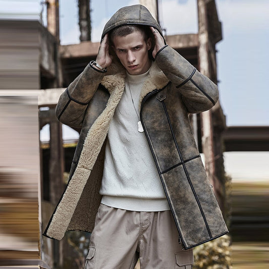 Men RAF B7 Aviator Coat – Hooded Leather Flight Outerwear | Leather Elites