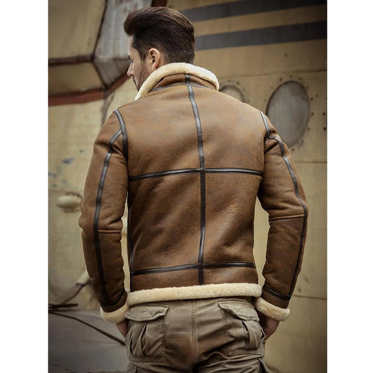 Men RAF Aviator Leather Jacket – Brown Pilot Style Outerwear | Leather Elites