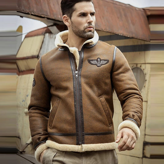 Men RAF Aviator Leather Jacket – Brown Pilot Style Outerwear | Leather Elites