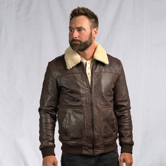 Men Classic Brown A2 Lambskin Flight Jacket – Bomber Edition | Leather Elites