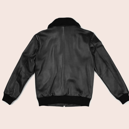 Men’s Premium Aviation Jacket in Black Genuine Leather – Aviator Design | Leather Elites