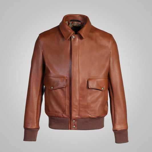 Men’s RAF Leather Flight Jacket – Brown Flying Bomber Outerwear | Leather Elites