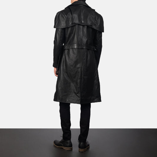 Black Belted Lambskin Leather Duster for Men – Leather Elites