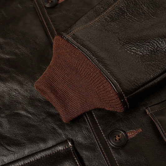 Retro Men’s Brown Leather Aviation Jacket – A-1 Bomber Edition | Leather Elites