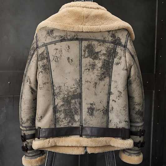 RAF Inspired Men Double-Collar Flying Jacket in Waxed Leather – 2022 Edition