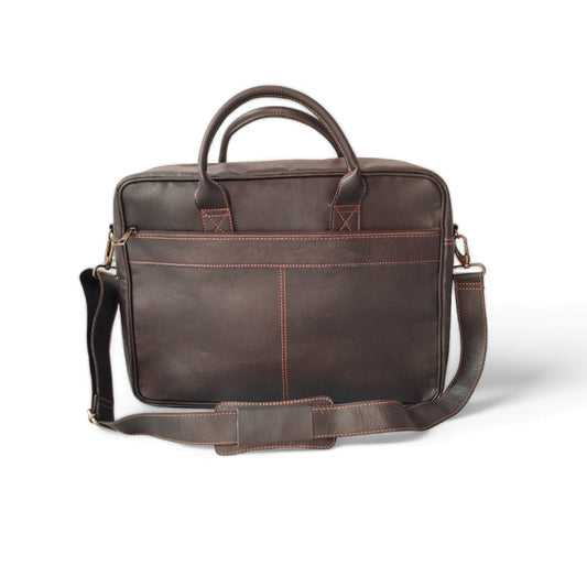 Coffee Brown Goat Leather Laptop Bag messenger  15″ Work Briefcas